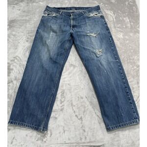 Vintage Tommy Hilfiger Jeans Mens 36x32 (M:‎ 35x25.5) Blue Denim Distressed